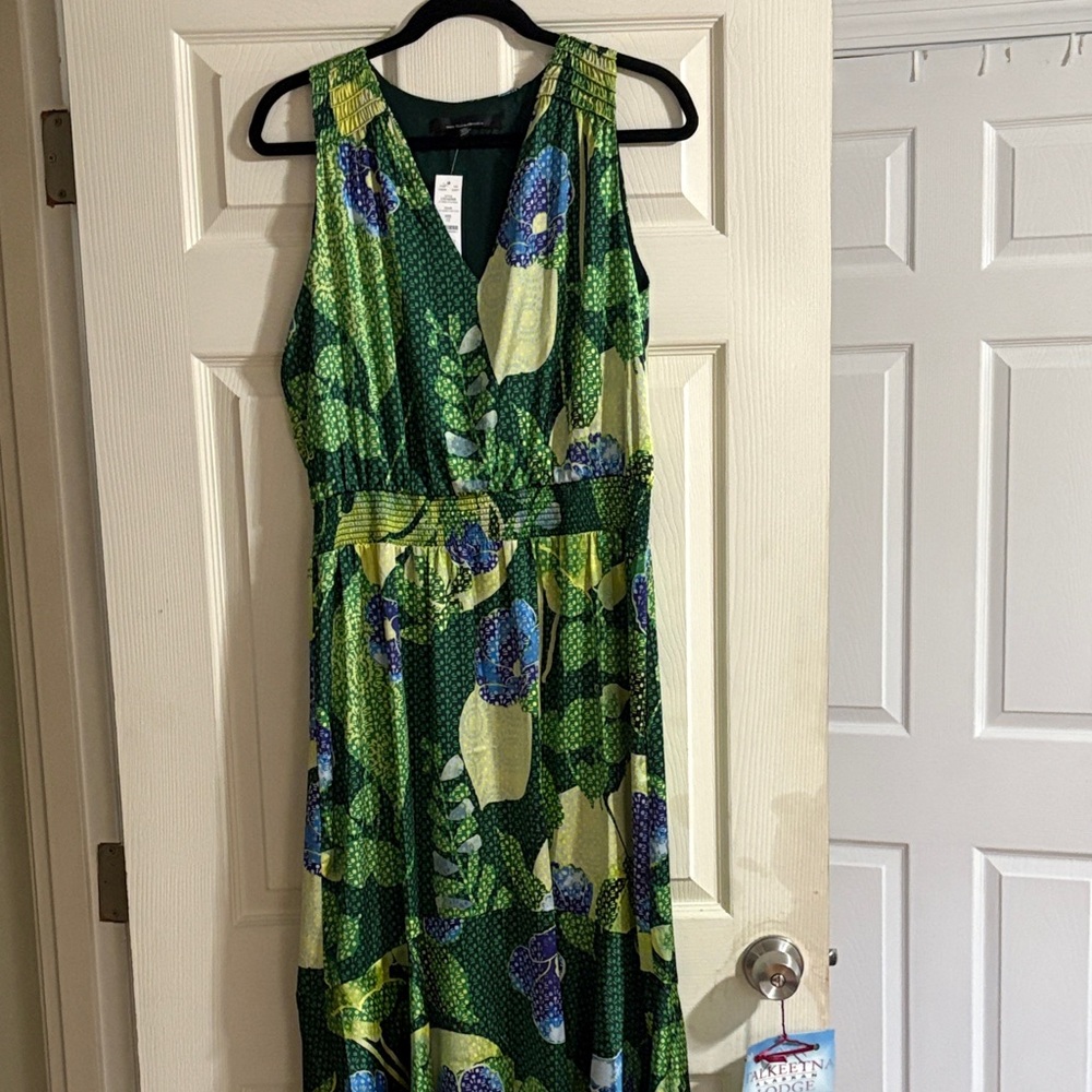 White House Black Market Green and Blue Asymmetrical Dress